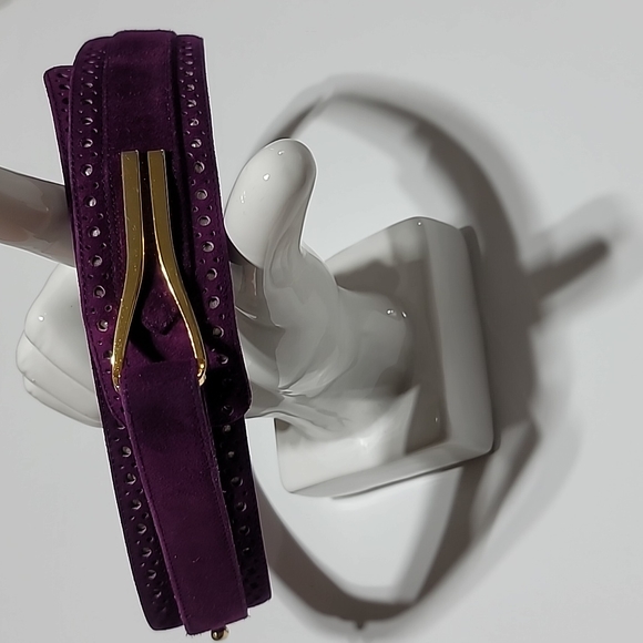 COPY - CHARLES JORDAN RARE PURPLE SUEDE STATEMENT BELT VINTAGE RETRO BOHEMIAN OS - Picture 1 of 16
